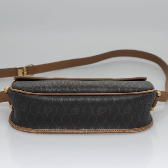 DIOR Honeycomb Canvas Shoulder Bag Pvc Leather Black